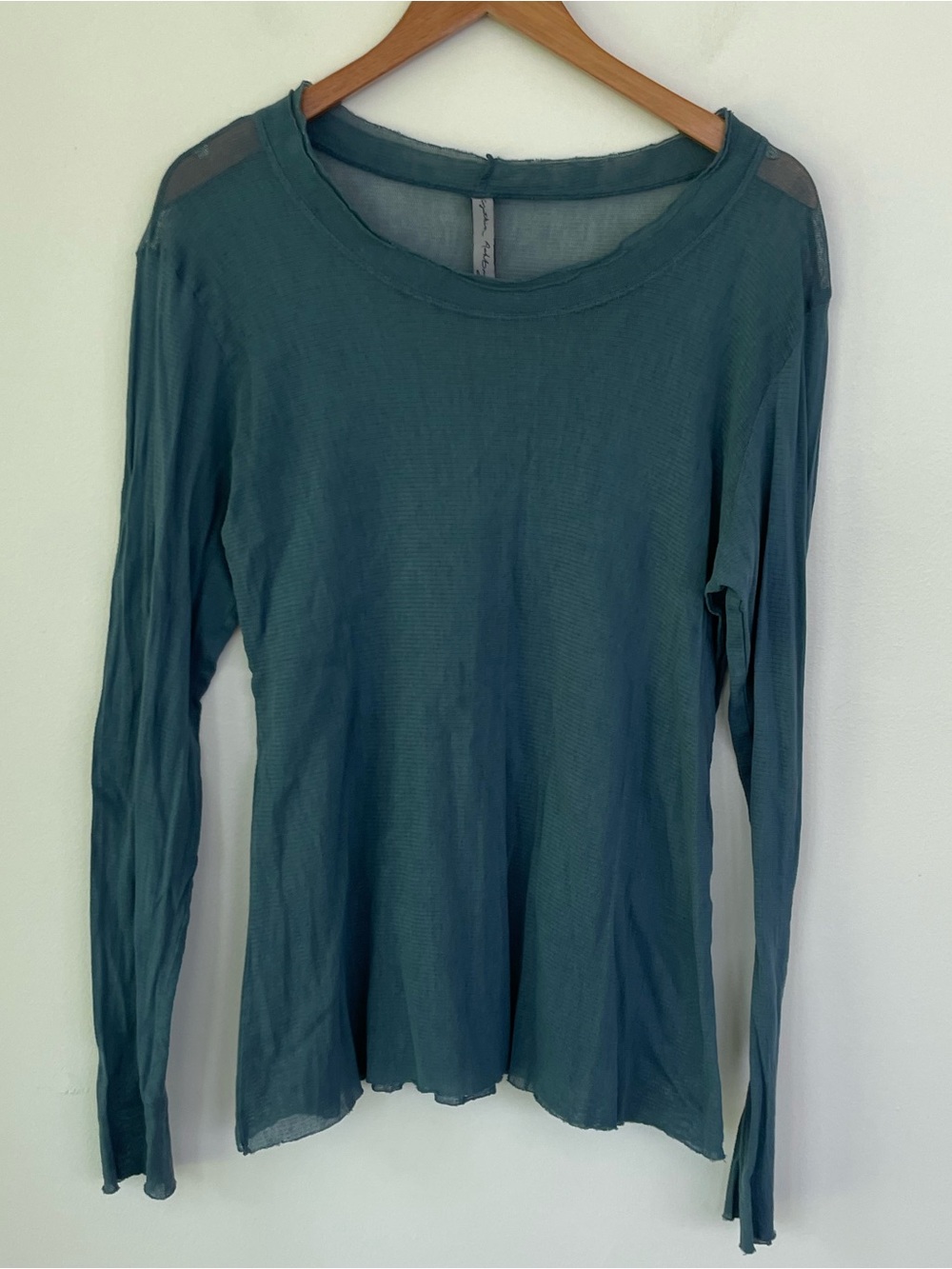 Cynthia Ashby Cotton Mesh Blue Longsleeve Top L Large Whimsigoth Lagenlook Artsy